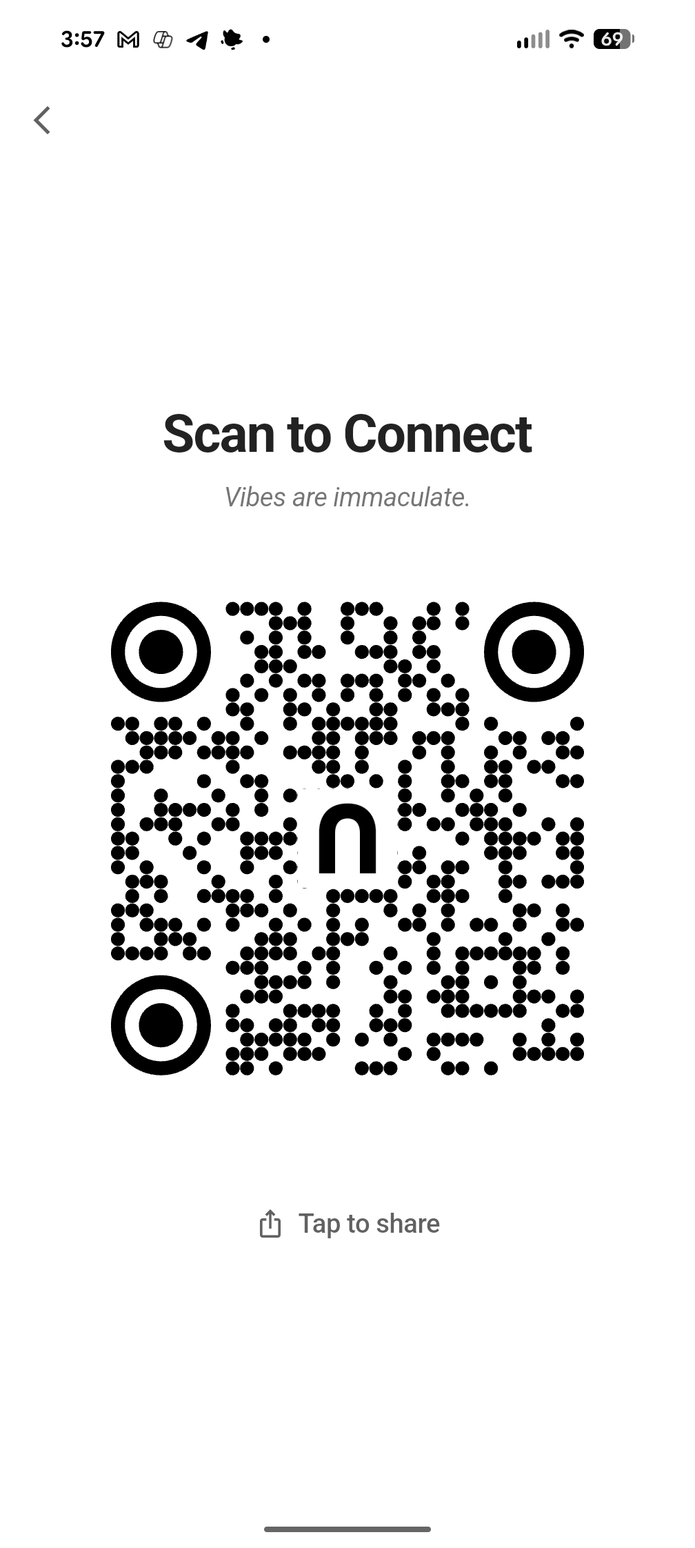 Connect screen showing how to share a private connection string.